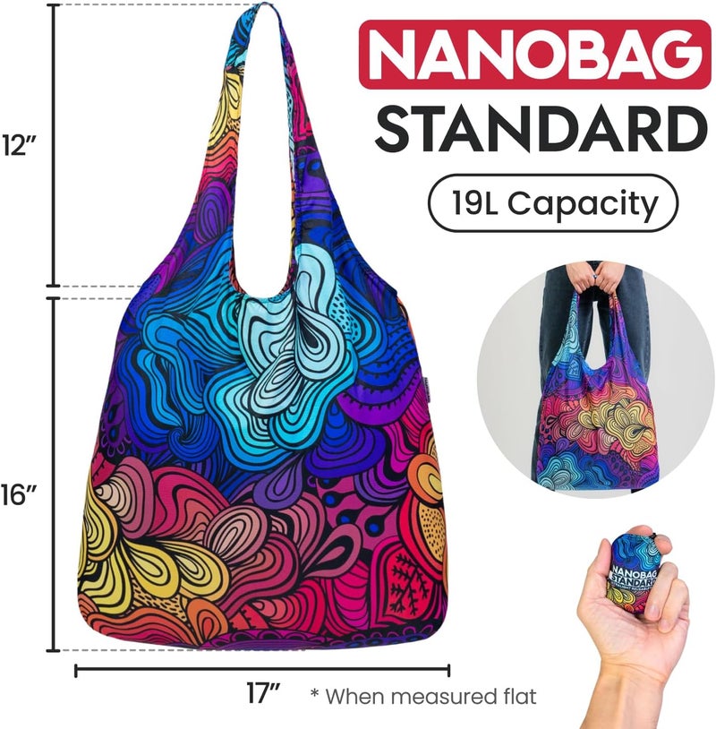 Nanobag Store Ultra-Lightweight Foldable Tote for Women & Men, Reusable Grocery & Travel Bag, Packable Collapsible Compact Market Essential (Standard Black) - Image 4